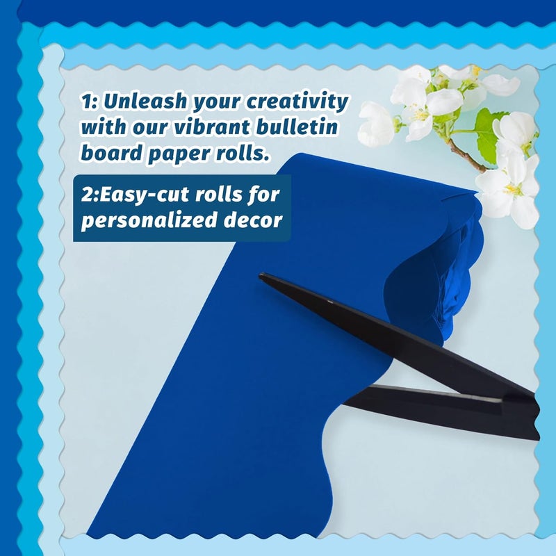 DASTTUIS 16 Rolls 524.8 Ft Blue Bulletin Board Borders Set - Scalloped Trim for Classroom Decor, Office, School Decorations - Teacher Borders for Bulletin Boards, Wall & Theme Supplies - Image 3